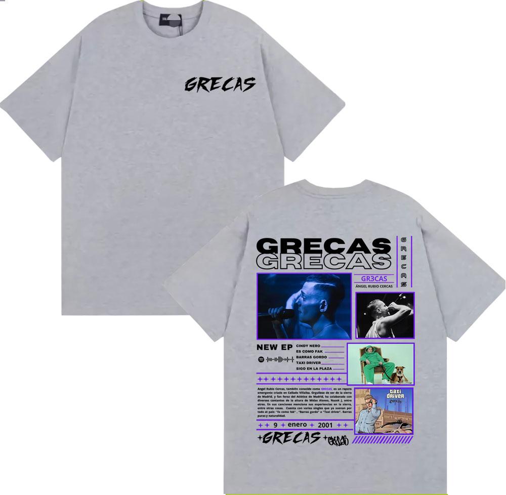 

Rapper Grecas Альбом Тур 2025 Обложка Футболки Мужская Одежда Мода Винтаж Хип-хоп Футболки Комфорт Хлопок Футболка с коротким рукавом 2XL