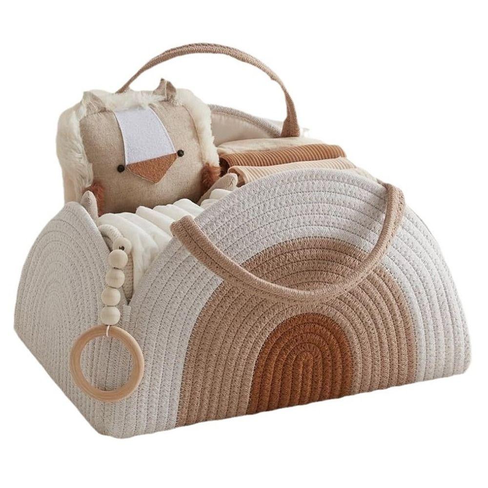 Woven Cotton Rope Baby Diaper Organizer Newborn Essentials Diaper Storage Bag Diaper Basket