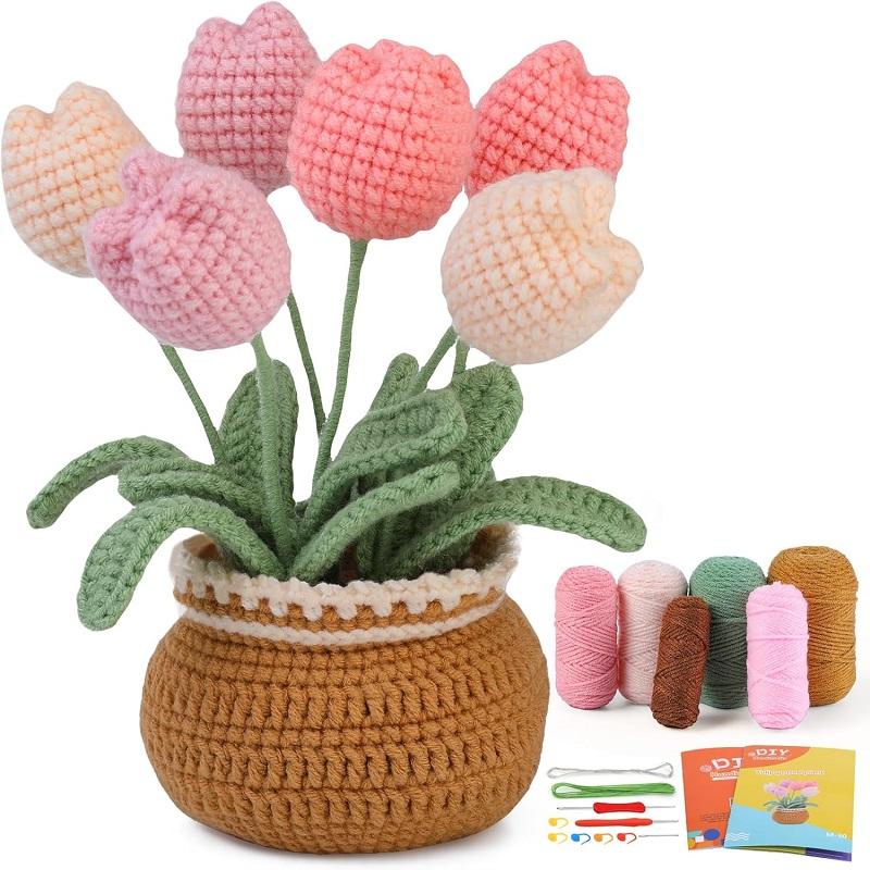 Flower Crochet Kit for Beginners Crochet Starter Kit for Complete Beginners Adults Crocheting Knitting Kit with Tutorials