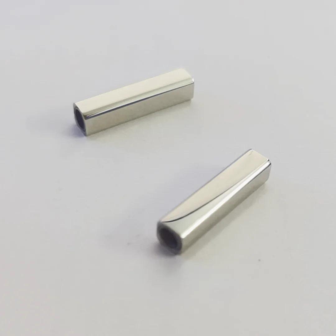 

5Pcs/Lot Stainless Steel Buckle Square Titanium Steel Magnetic Clasp Leather Rope Bracelet DIY Jewelry Making Hole 3mm серебряный