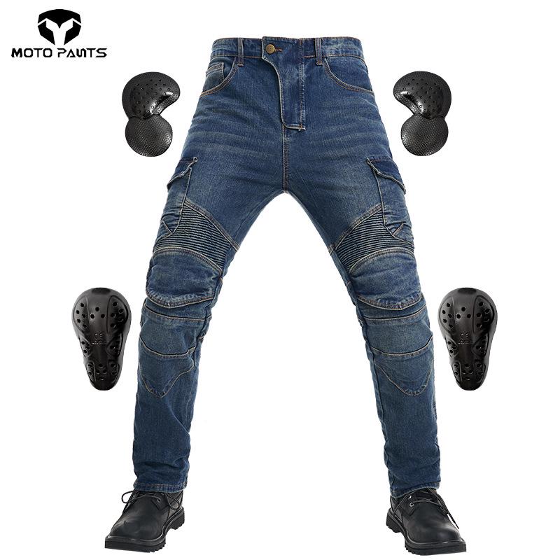 Elastic Denim Military Green Motorcycle Racing Pants - Summer Cycling & Anti-Fall Rider Gear for Men