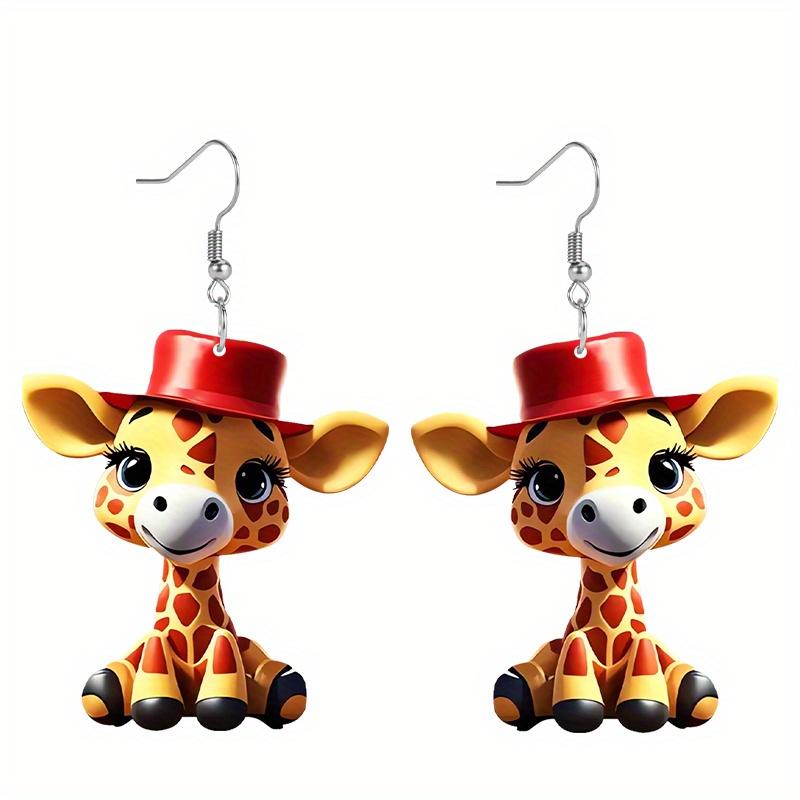 

1 пара рождественских мультяшных серег с двухсторонним рисунком оленя, ювелирный подарок для женщин