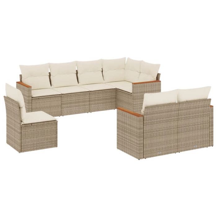 VidaXL Garden Lounge Set with Cushions 8 Pcs, Patio Sofas, Patio Furniture Set, Outdoor Furniture, Beige 3226163