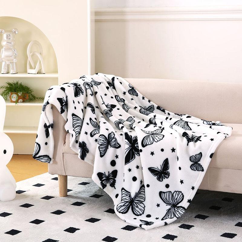 European Milk Velvet Printed Blanket Thin Flannel Sofa Cover Blanket For Spring Autumn Skin-Friendly Soft Nap Shawl For Office