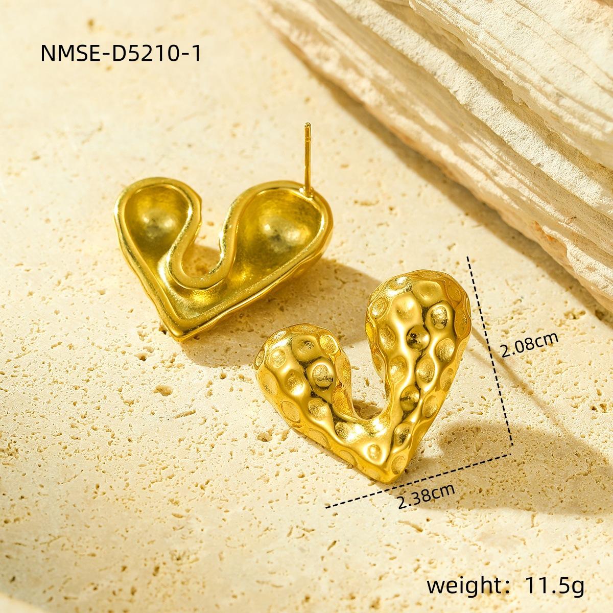 GEMCHIC Women s 18K Gold Plated Stainless Steel Textured Heart Stud Earrings Fashion Liquid Love Jewelry 18K