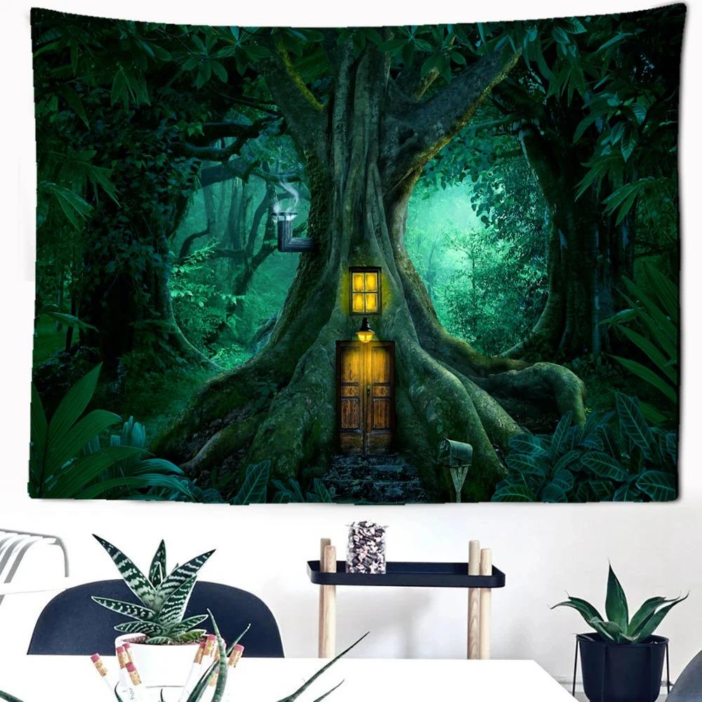 Волшебный лесной домик на дереве Замок Узор Модный домашний декор Гобелен Гостиная — фото 3