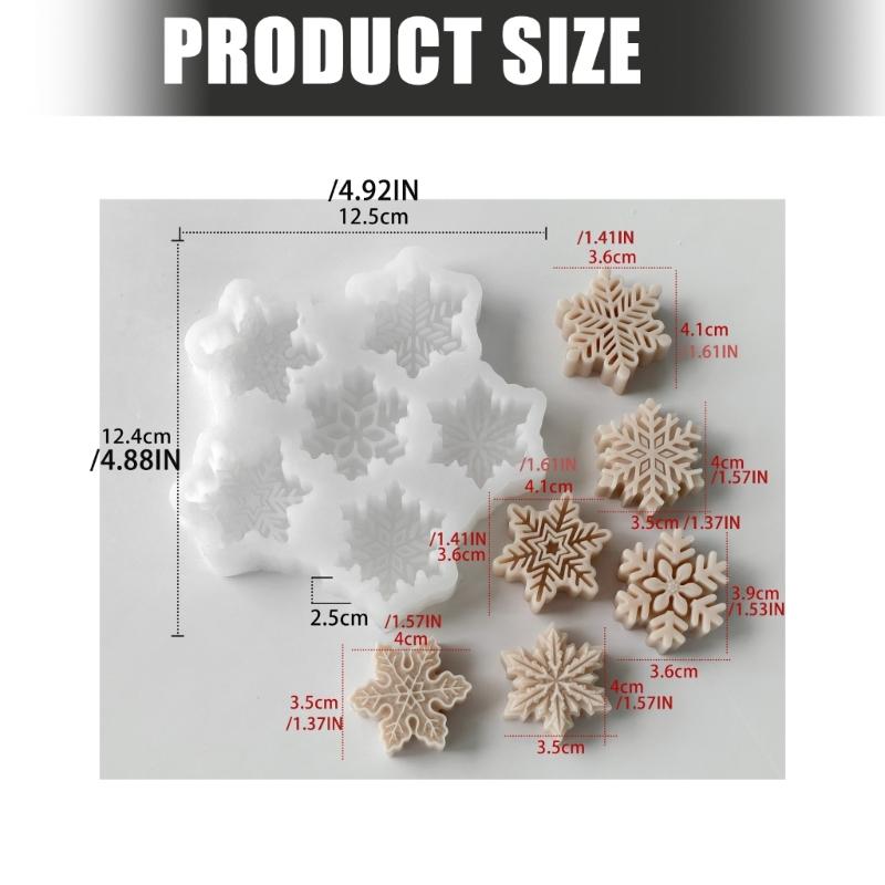 6 Cavities Snowflake Candle Making Tool, for Handmade Candle Soap, Epoxy Resin Craft Project, Christmas Gift Making