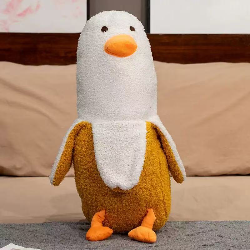 Neues Bananen-Ente Lustiges Plüschtier Großer Fuß Super Weiches Schlafkissen Puppe Für Kindergeburtstag Weihnachtsgeschenk 28cm