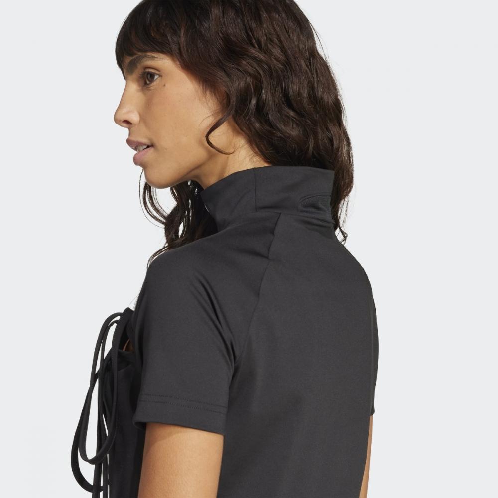 Adidas Cutout Mock Neck Crop Top With Ribbons  Jx2537 