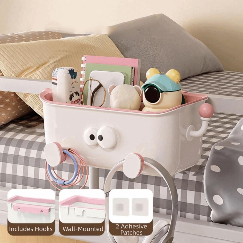 Cartoon Bedside Hanging Basket Free Punch Large Capacity Door Hanging Trash Can Space Saving Plastic Bed Storage Organizer