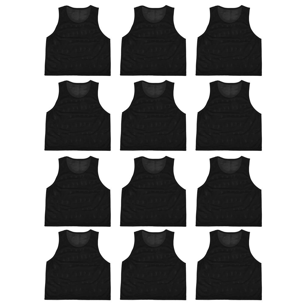 12Pcs Small Mesh Breathable Children Football Training Exercise Vest Black Kid Free Size