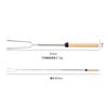 Stainless Steel Retractable Barbecue Fork Outdoor BBQU-shaped Barbecue Fork Wooden Handle Barbecue Stick Barbecue Fork Barbecue Stick