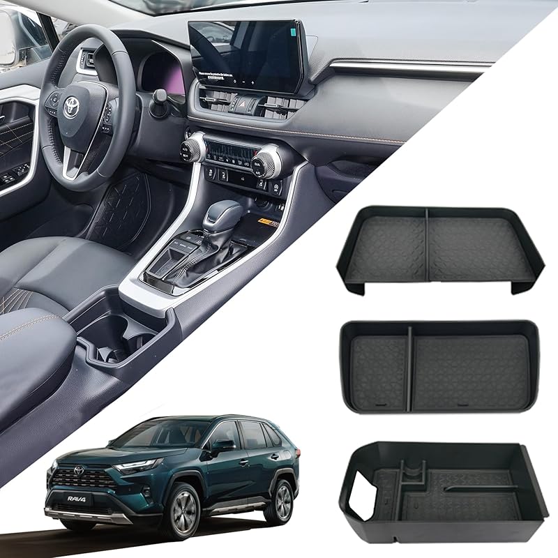 3PCS Center Console Organizer For Toyota RAV4 2025 2024  - ABS Dashboard Storage Organizer, Console Divider Storage Tray, Armrest Storage Box For RAV