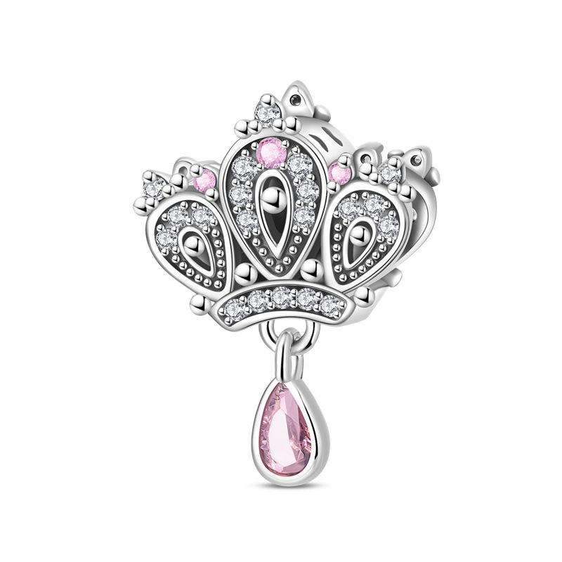S925 Silver [DIY Heart Crown Beaded Bracelet Pendant Jewelry Making Accessories]