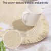 Braided Round Placemats Woven Tassel Table Mats for Kitchen Dining Heat Resistant Natural Fabric Place Mats Indoor Outdoor Use