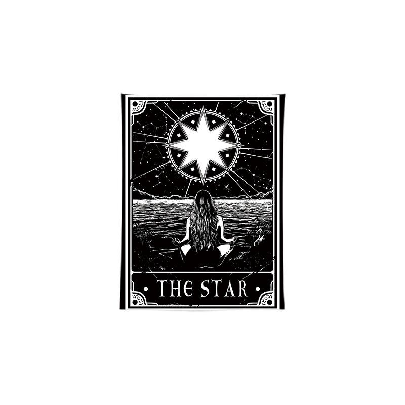 Black White Tarot Card Tapestry Wall Hanging Home Decor for Room Dorm Aesthetic Print Wall Art