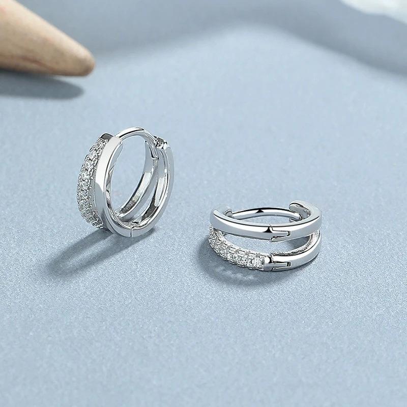 925 Sterling Silver Round Zircon Hoop Earrings For Women Simple Geometric Circle Earrings Party Wedding Jewelry Gifts
