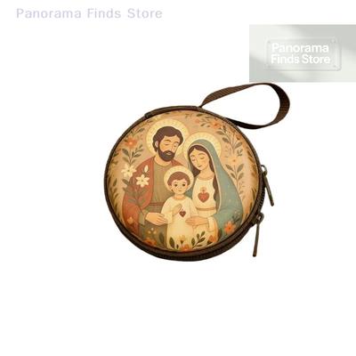 Prayer Rosary Zipper Bag Iron Artwork Organizer Portable Religious Storage Pouch for Church Faith Travel Use