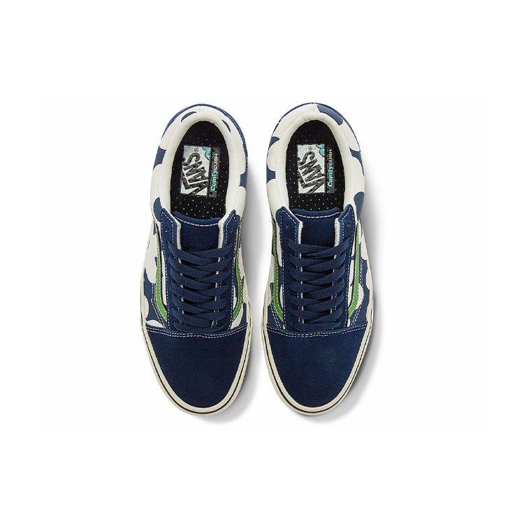 Vans Old Skool Blumenmuster Low Top Skateschuhe Unisex Sneaker Blau Weiß VN0A5DYCB1U