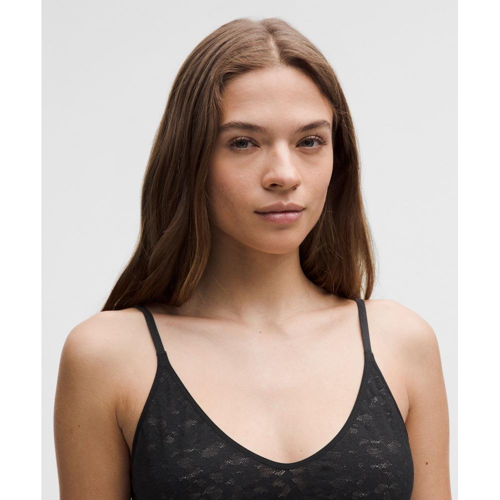 Lululemon LACe SCoop NeCk Logo BrAlette  A C Cups blACk