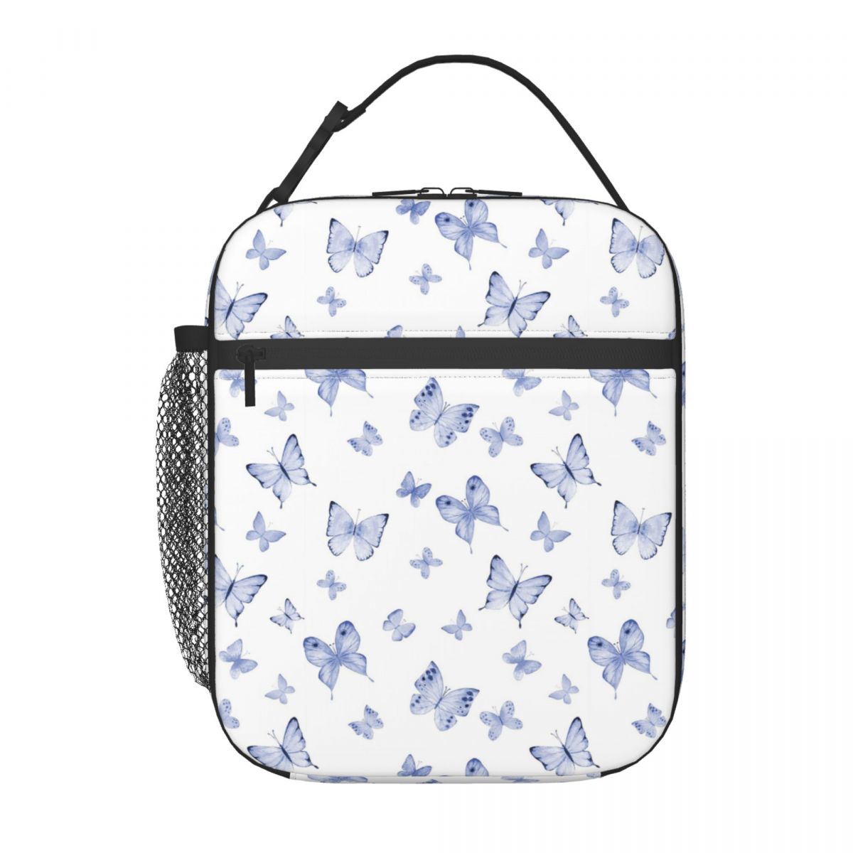 

Blue Butterfly Pattern Insulated Lunch Bag for Kids School Cooler Thermal Food Box Tote Portable Lunch Boxes Container One Size
