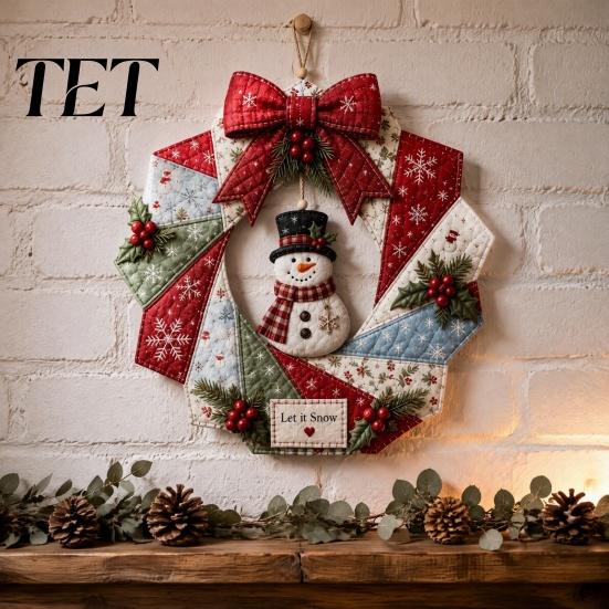 Einzigartiges Weihnachtsgeschenk für Lehrer, Weihnachts-Stoffkranz DIY-Set, Patchwork Anfängerfreundliches Handwerk, Rustikale Ornamente Basteln Dekoration
