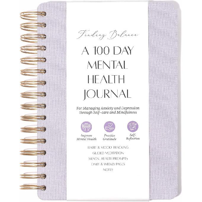 FINDING BALANCE A 100-DAY Mental Health Journal – Daily Journal with Prompts for Mindfulness, Self-Care & Healing – Anxiety & Depression Relief