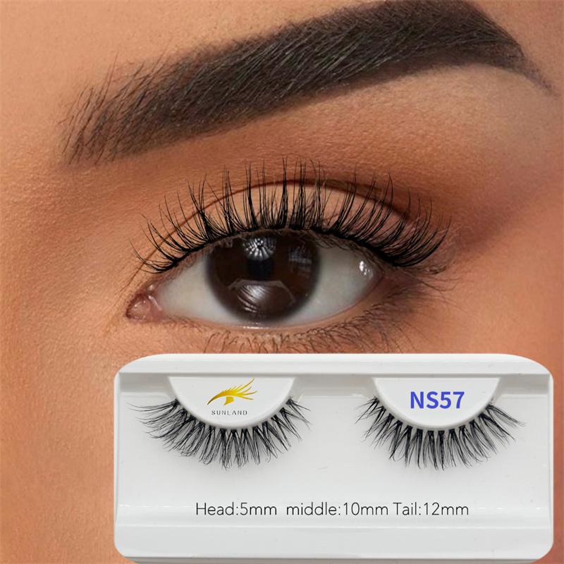 Factory Price Customized Natural Invisible Synthetic Eyelash Faux Mink Matte Flat Clear Band Lashes Handmade
