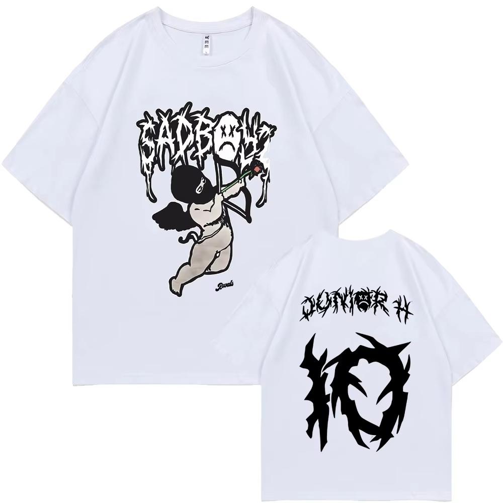 Singer Junior H Sad Boyz Graphic T-shirt Summer Men Women Hip Hop Oversized Harajuku Short Sleeve Men's Casual Pure Cotton Tees