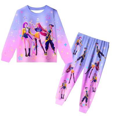Pyjama-Sets Mädchen Kinder Cartoon-Druck Langärmlig Bequem Weich Pyjama-Set Loungewear