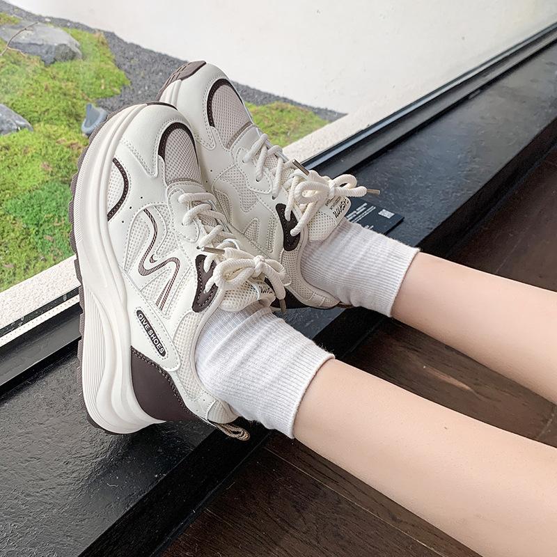 Dad shoes women's 2025 new shoes thick sole heightened lightweight women's sports women's shoes versatile casual shoes show small feet