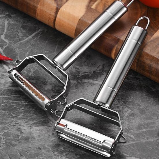 Fruit Vegetable Peeler Stainless Steel Melon Planer with Serrated Blade Ergonomic Non-Slip Grip Dishwasher Safe Kitchen Peeler