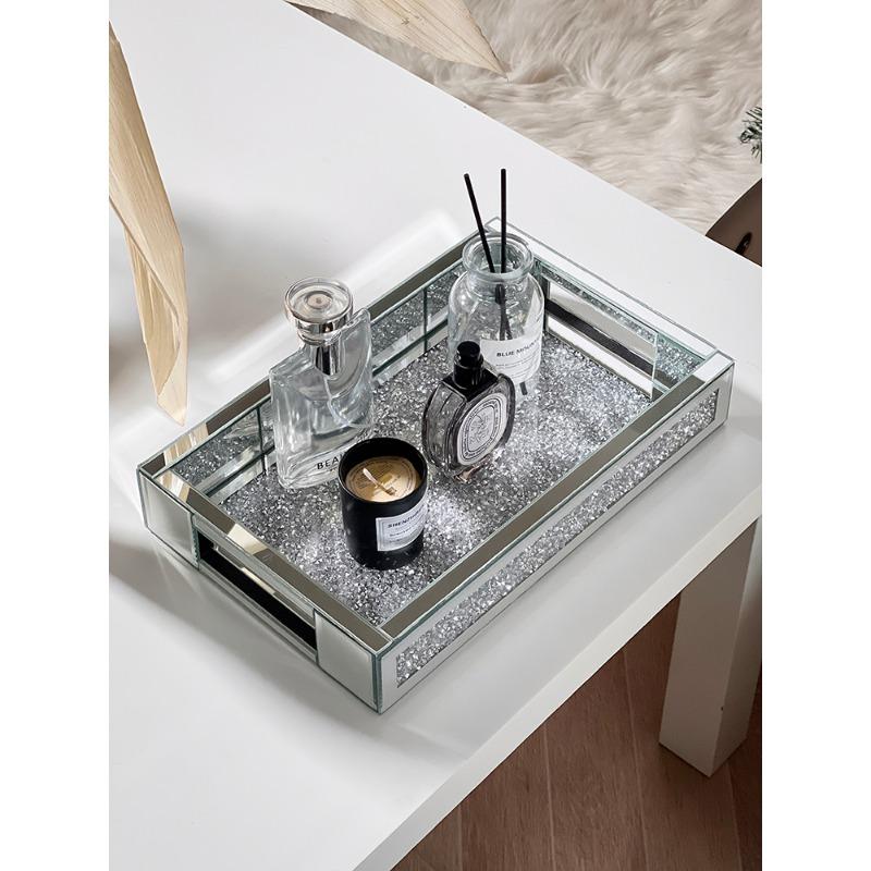 Cosmetic Storage Box Desktop Skin Care Product Dressing Table Perfume Tray Entrance Key Storage Rack Diamond-encrusted