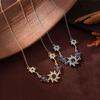 Sweet Sun Flower Chain Neck Jewelry Rhinestone Necklace Women Retro Star Necklace  Girls