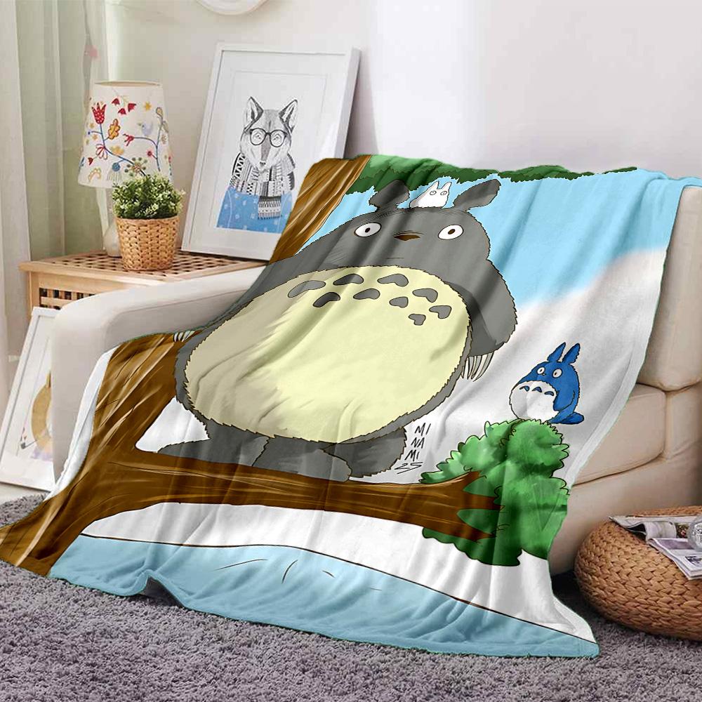 1pc Totoro Friends Forest Flannel Blanket,Ultra Soft Warm Plush Throw for Home Bedroom Bed Sofa Cover Camping Picnic Gift Y7171