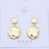 Gold Alloy Geometric Stud Earrings with Pleated Design