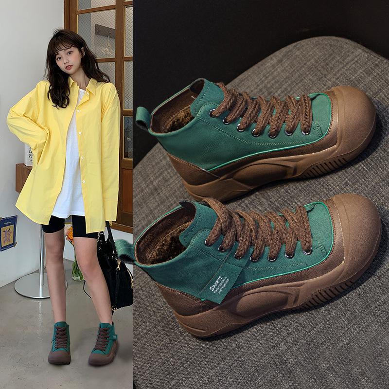 Martin boots women's shoes 2025 autumn new Internet celebrity platform heightening short boots high-top casual shoes retro British style