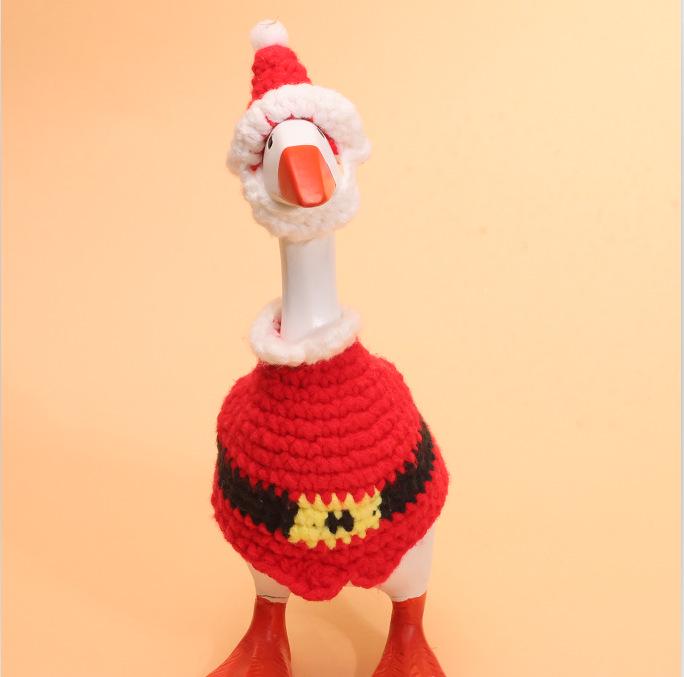Valentine's Pearl Desktop Goose Set with Mini Knitted Hat & Adjustable Wings Clothing