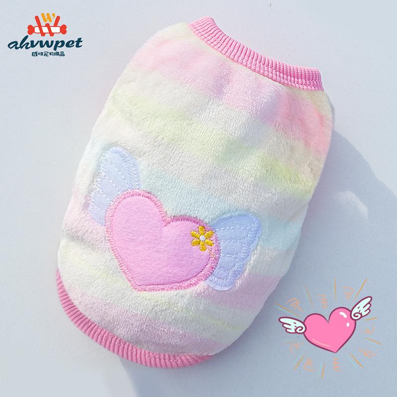 Cartoon Flannel Thermal Teacup Dog Small Milk Dog Dog Cat Teddy Clothes Vest Pet Supplies