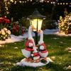 Solar Powered Outdoor Christmas Goose Decor - Family Of Three Resin Garden Path Light Yard Lawn Decoration