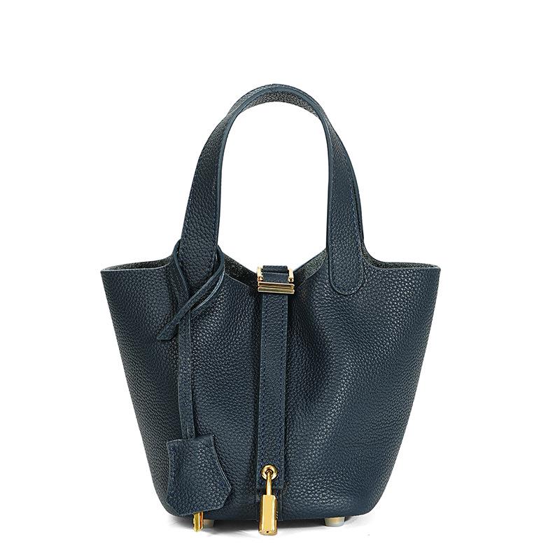 Women's High-Quality Genuine Leather Bucket Bag - Exquisite Cowhide Handbag