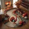 Multicolor 3D Digital Printed Quilted Round Carpet Living Room Bedroom