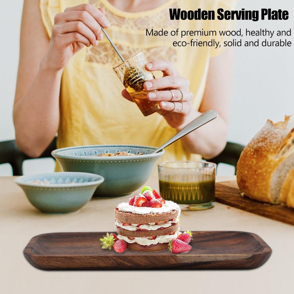 Elegante Sushi-Tablett Snacks Salat Desserts Holz Servierplatte für Zuhause Restaurant 25*12.5*2cm