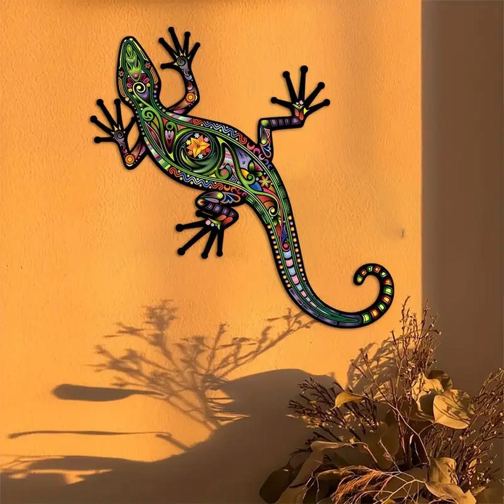 Decorative Metal Wall Art Lizard Sculpture Artistic Geometric Design Modern Minimalist Wall Hanging Indoor Outdoor Home Decoration