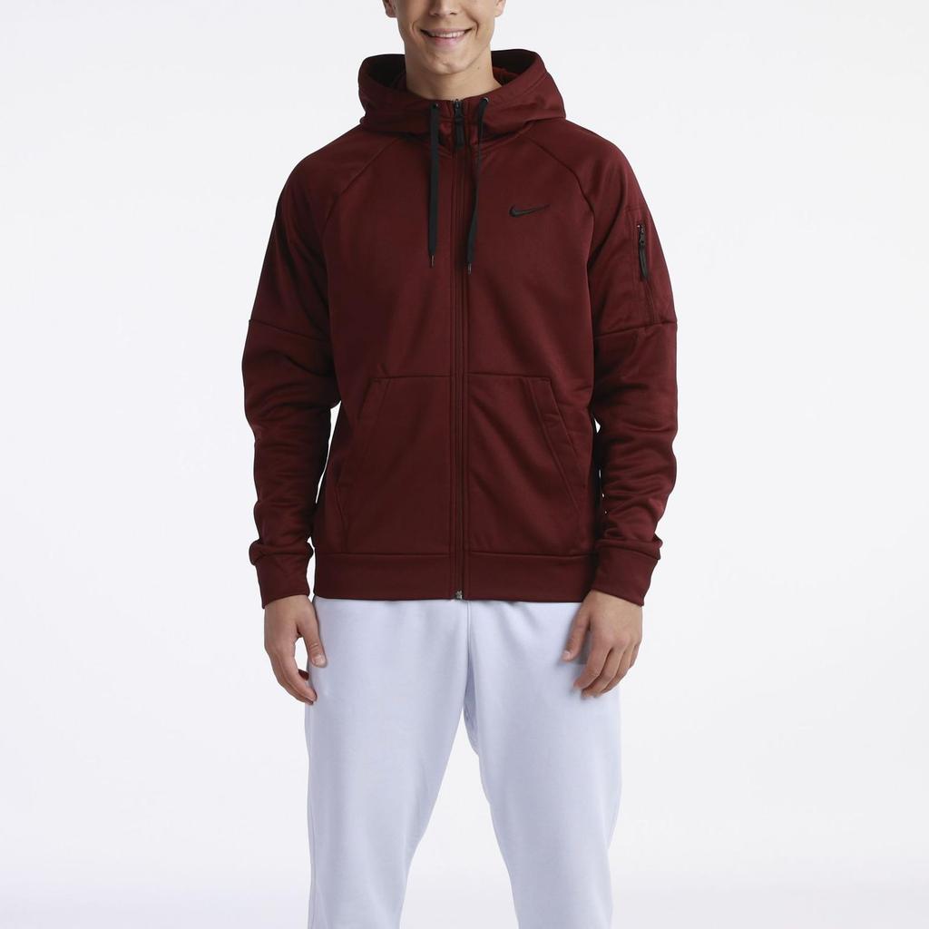 Nike Therma-Fit Full-Zip Fitness Top Logo Print Hooded Jacket Men Jackets Red DQ4830-681