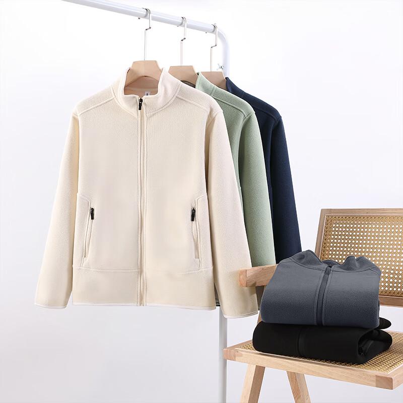 

ROMON Unisex Double-Sided Fleece Full-Zip Stand-Collar Sweatshirt 4XL