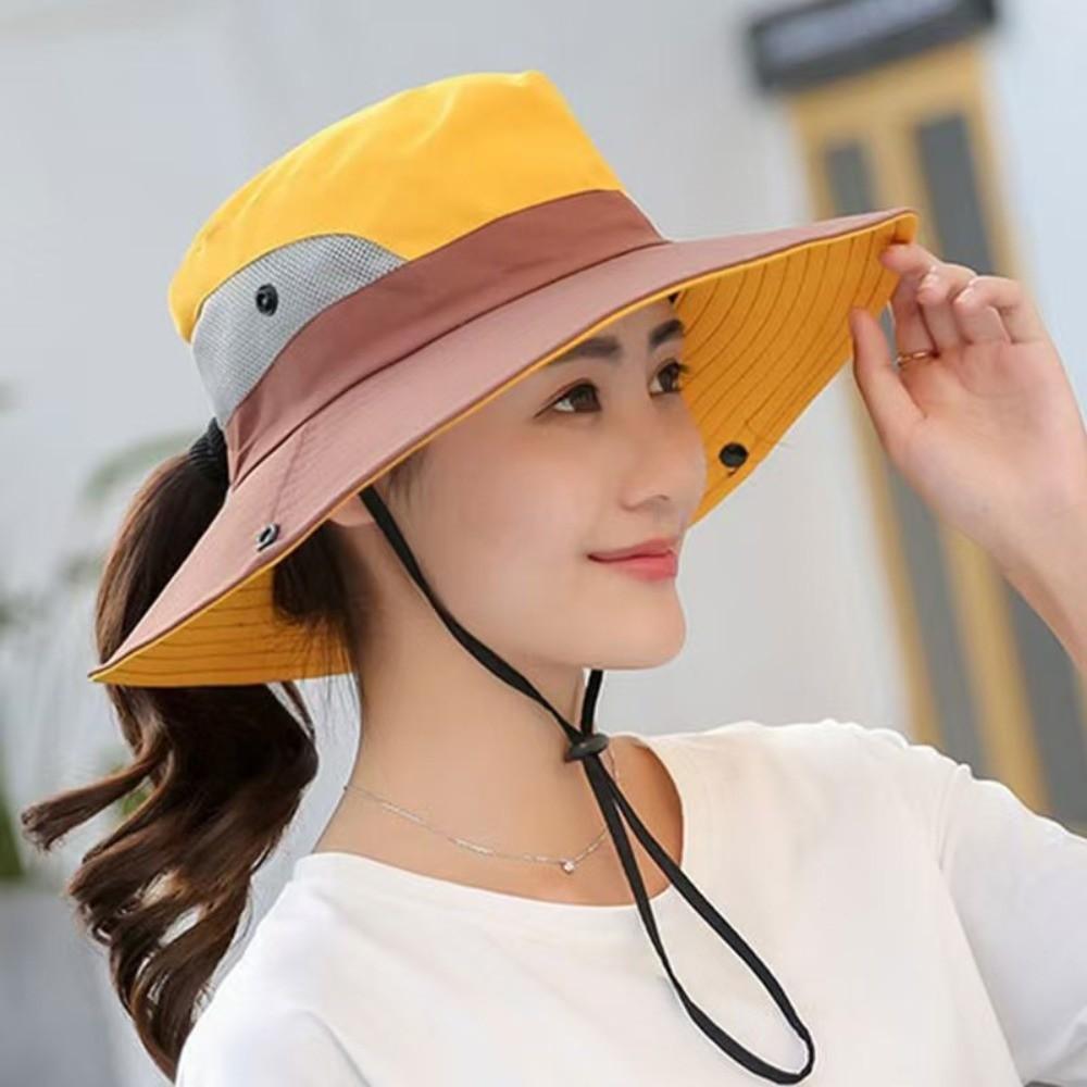 New Large Brim Summer Quick Drying Bucket Hats Hiking Hat Adjustable Fishermen Caps Breathable Women Sunscreen Hat