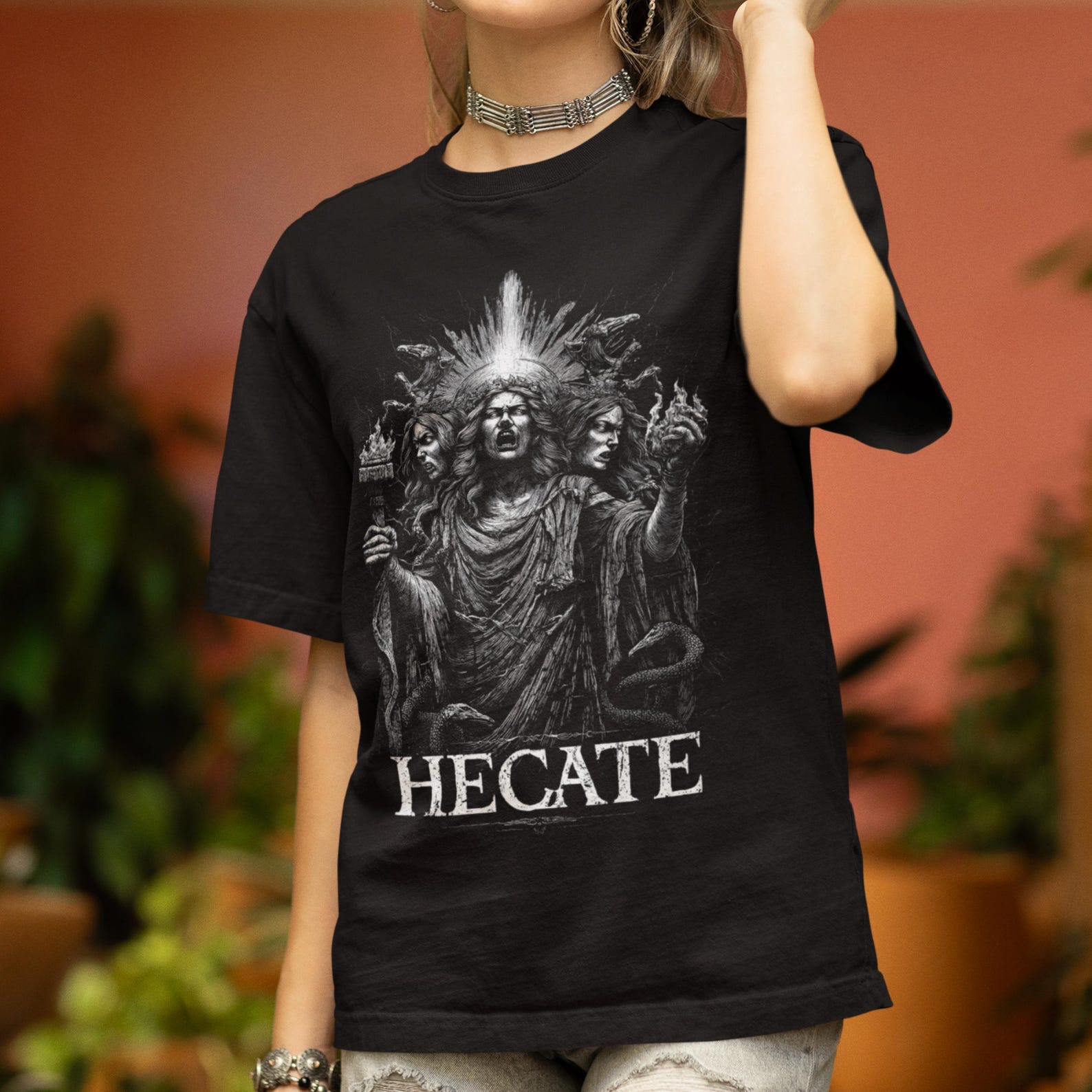 Hecate Shirt: Triple Goddess Witch T-Shirt | Pagan Wiccan Unisex Tee | Dark Occult Ritual Apparel 3XL