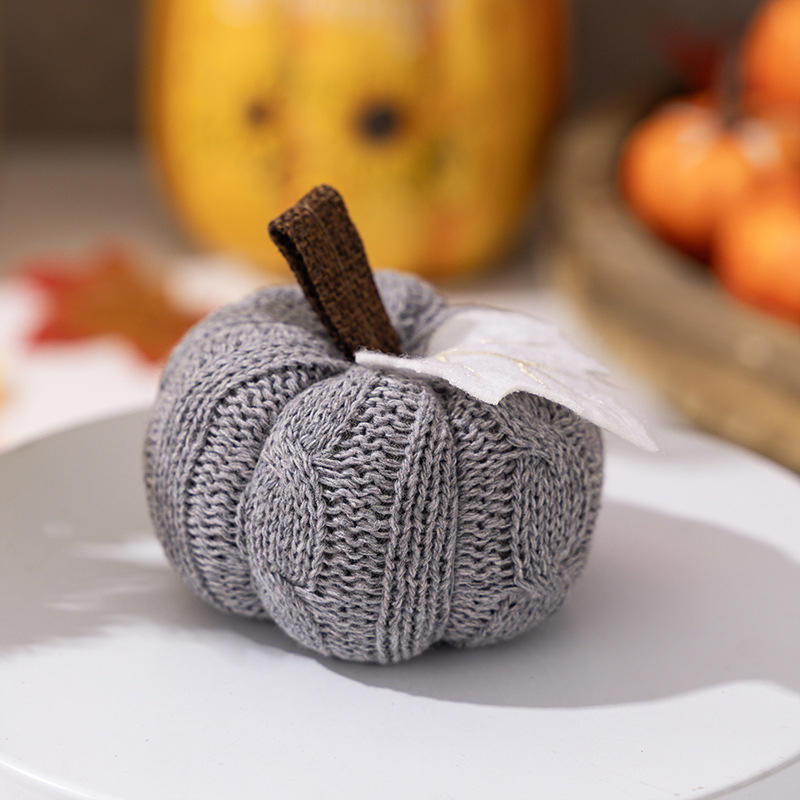 Orange Pumpkin Pendant Harvest Festival Knitted Small Ornament Thanksgiving Arrangement Props Halloween Party