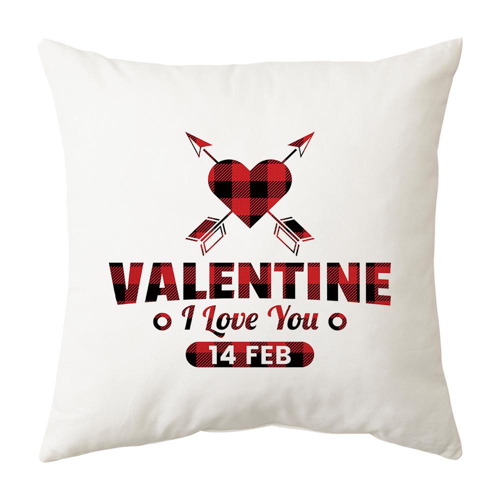 New Valentine's Day Pillow Plaid Printed Pillow Cover Home Holiday Gift Sofa Cushion Cushion Cover